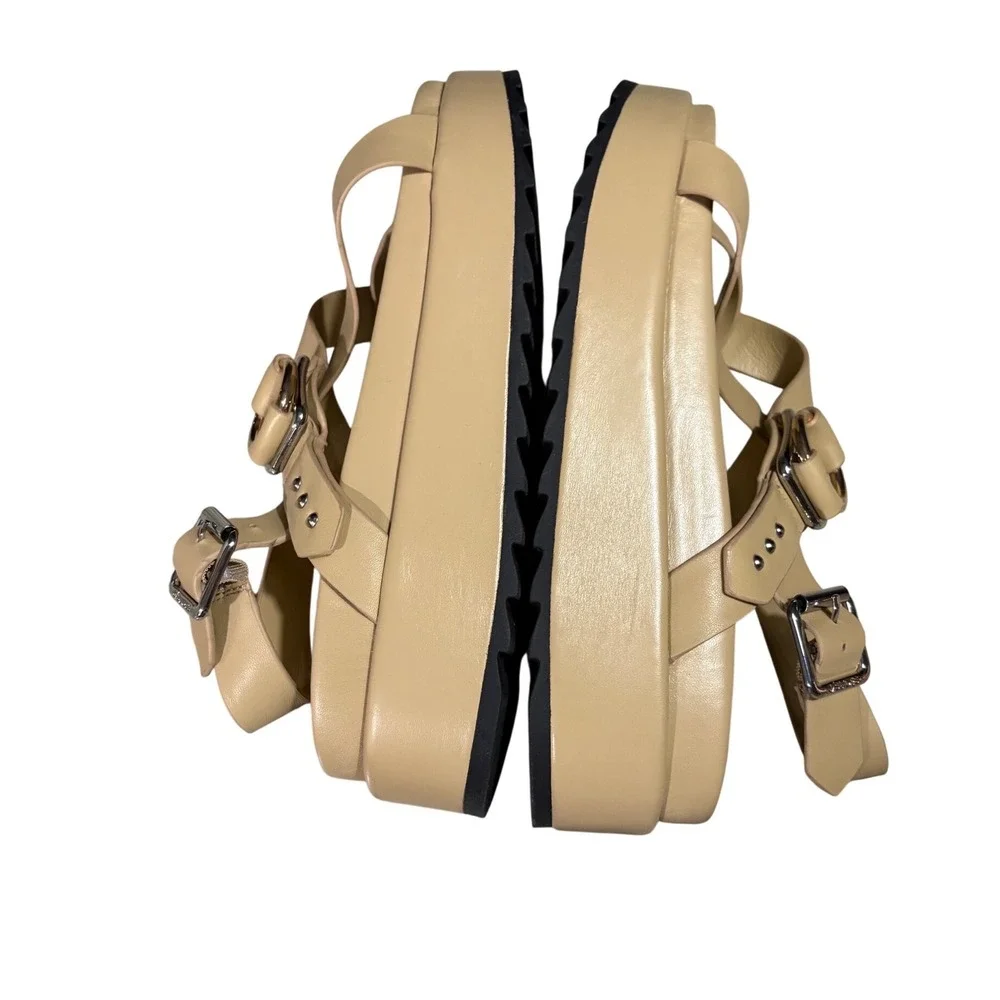 J/Slides‎ NYC Solara Platform Sandals Womens 9.5 Sand Leather EUC